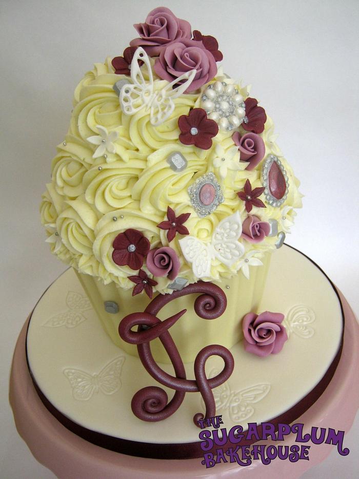 Roses & Brooches Giant Cupcake