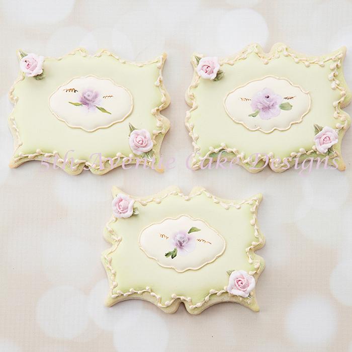 Hand Painted Rose Plaque Cookies