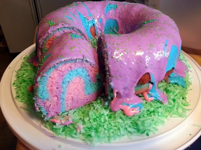 Rainbow Ring Easter Basket Cake  