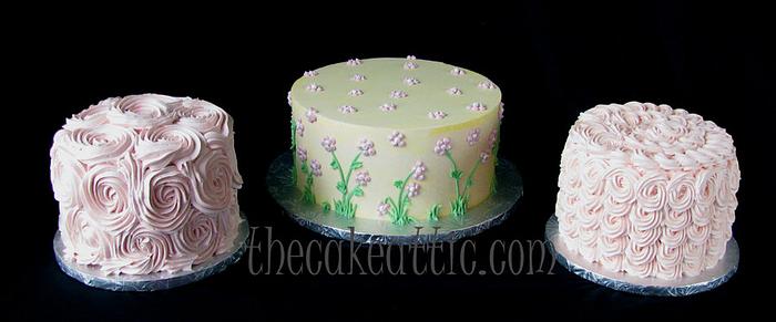 Trio of buttercream cakes for babyshower