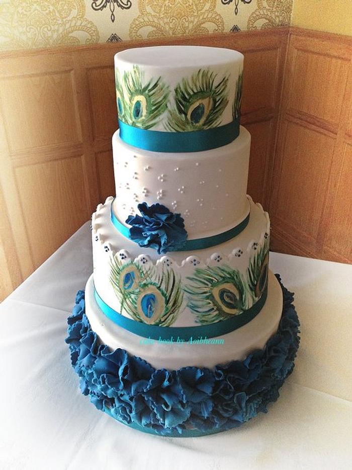 Peacock wedding cake.