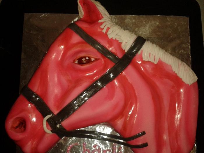 Pink horse head cake