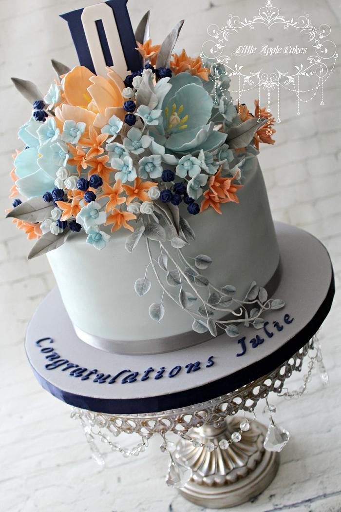 Julie's floral graduation cake 
