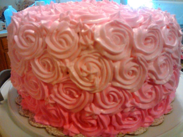 Pink Ombré Rosette Cake