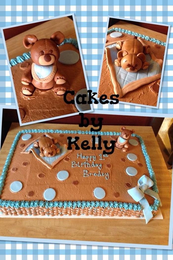 Teddy Bear Birthday Cake and Smash Cake 