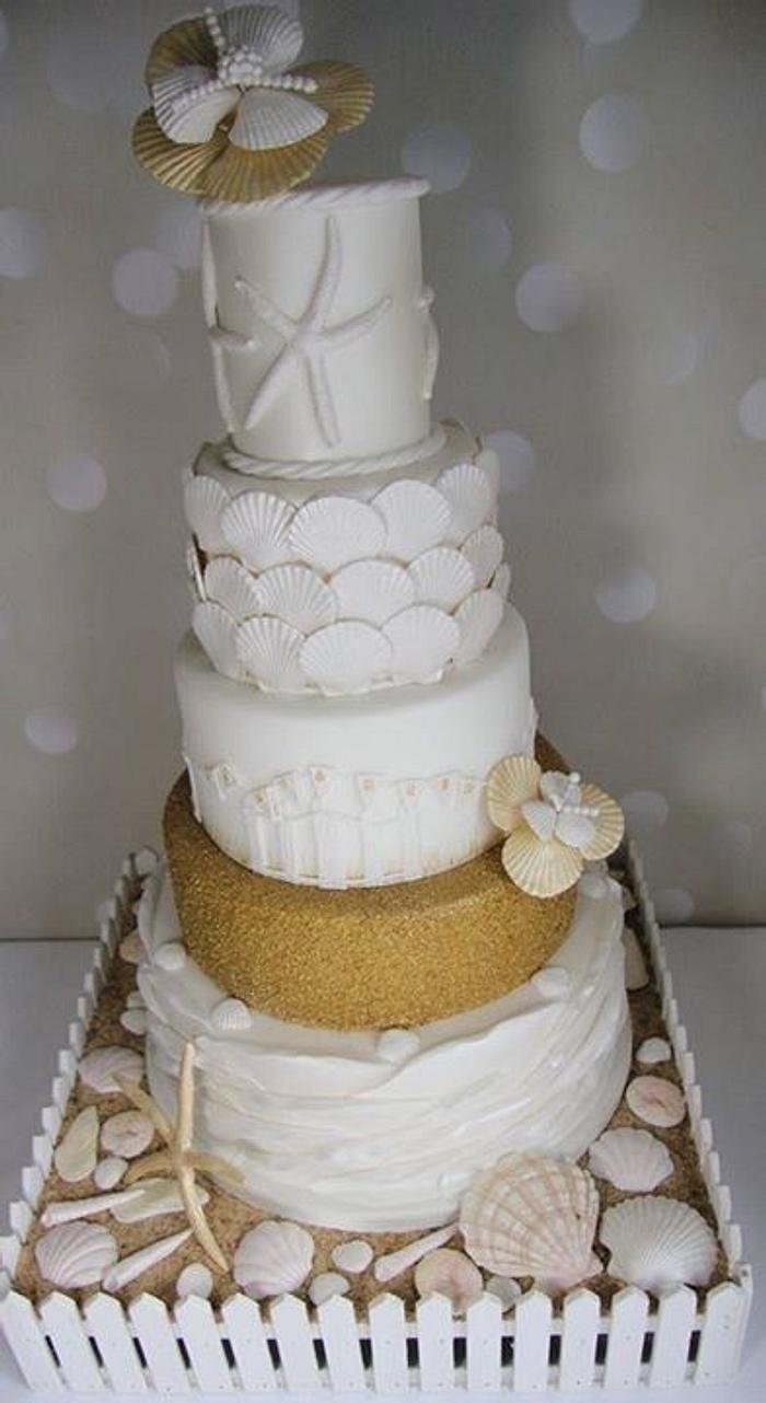 Hamptons inspired beach wedding cake