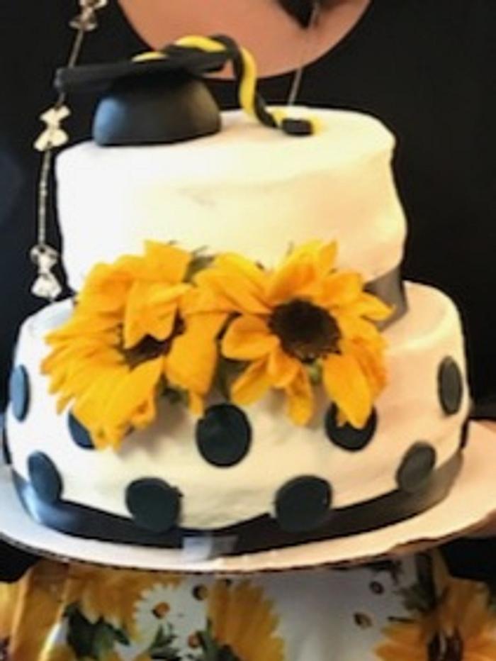Sunflowers Graduation Cake