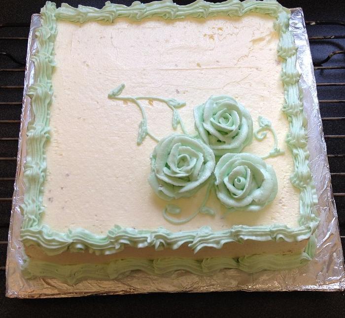 First square buttercream cake