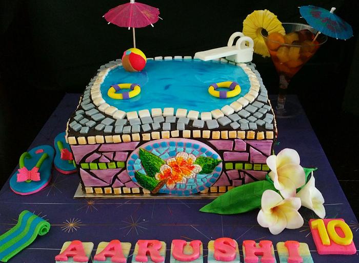 MOSAIC Swimming pool cake 