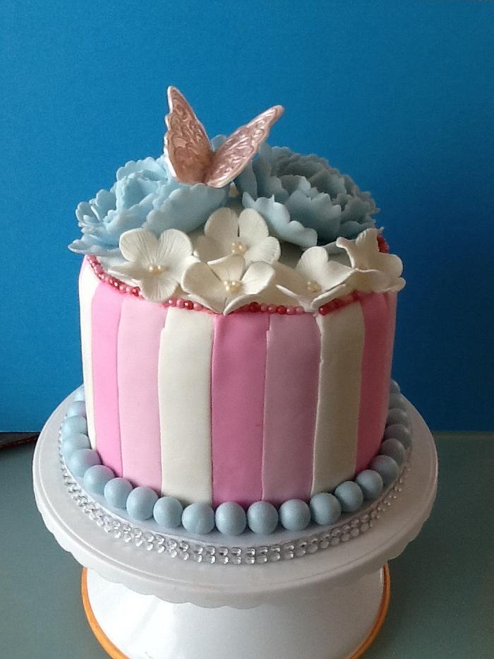Peony & Butterfly Cake