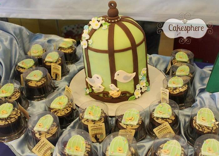 Baby Dedication Birdcage Cake & Cupcakes