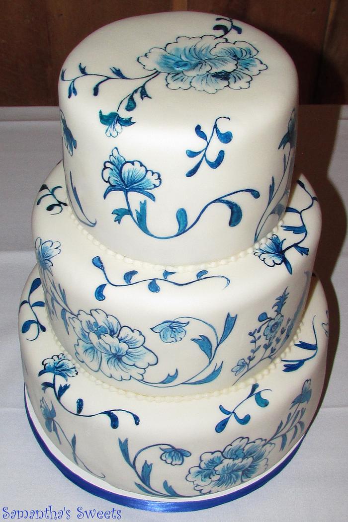 Blue China Wedding Cake