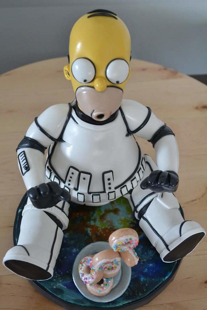 Homer and floating donuts caketopper