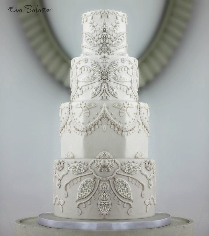 Total White Embroidery Cake
