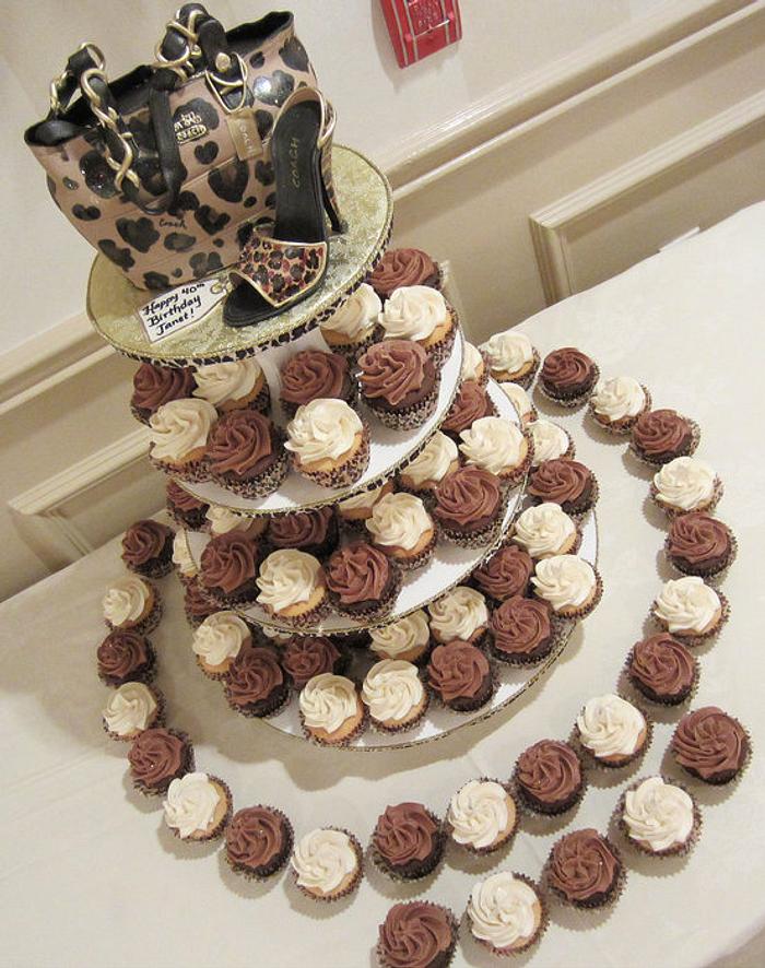 Leopard cupcake tower