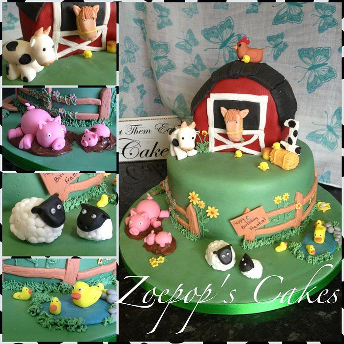 Farm themed first birthday cake with tutorial