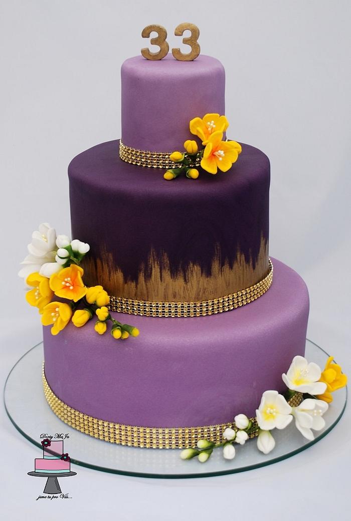 Gold, violet and freesia...