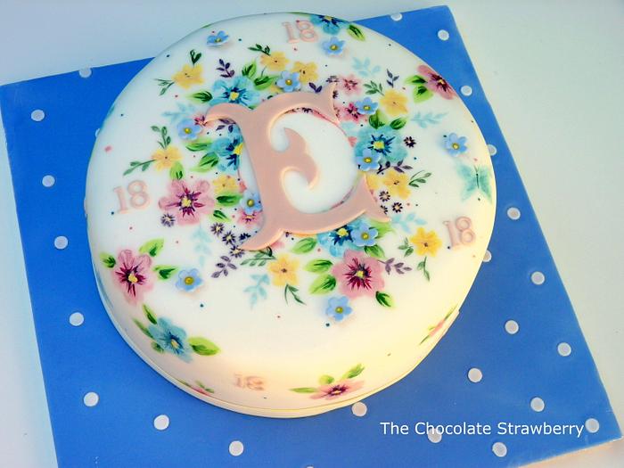 Hand-painted Spring flower Cake