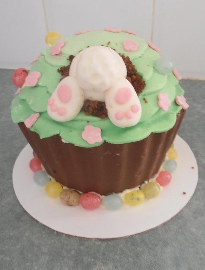 Giant cupcake Easter Bunny