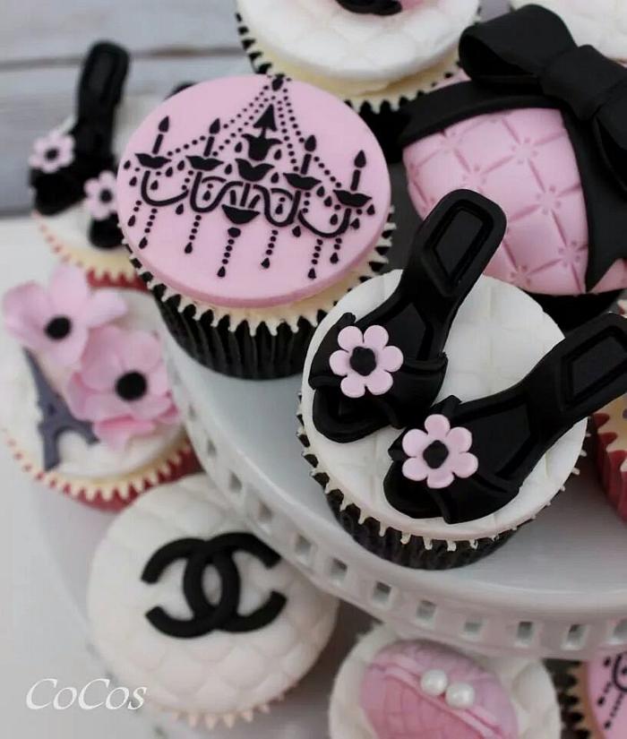parisian themed cupcakes 
