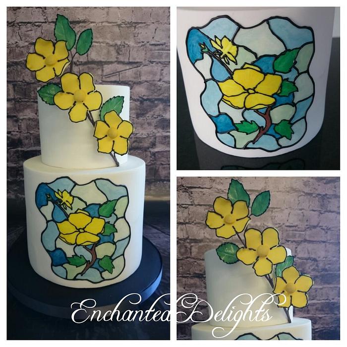 stained glass effect wedding cake 