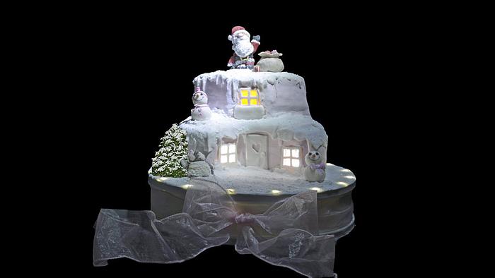 Lighted House Christmas Cake