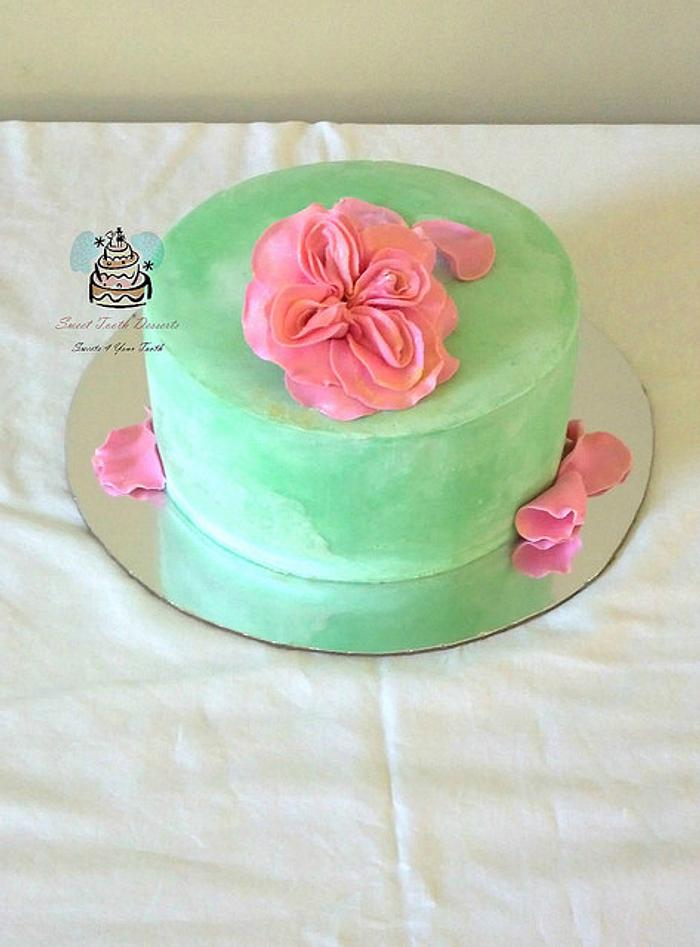 Green and Pink Celebration Cake