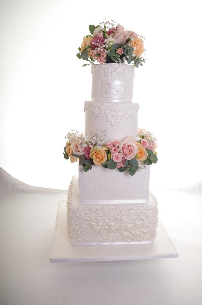 White Asian wedding cake