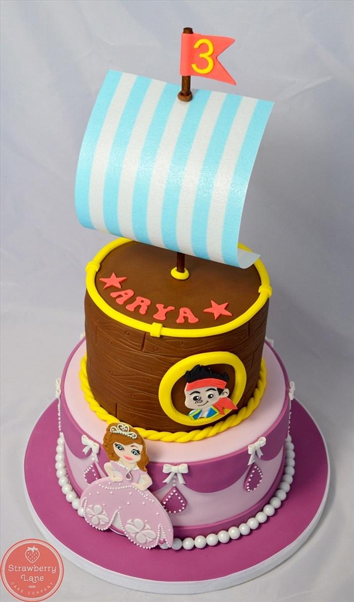 Jake the Pirate and Princess Sofia Cake