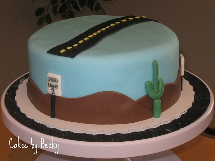 Desert Highway Birthday Cake