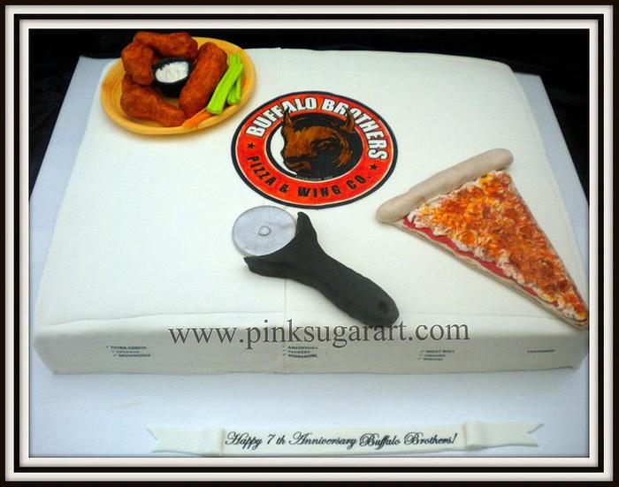 Buffalo Brothers Pizza & Wings Cake