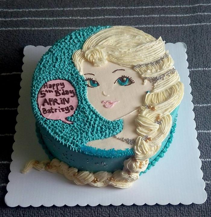 Handdrawn Elsa Braid Cake
