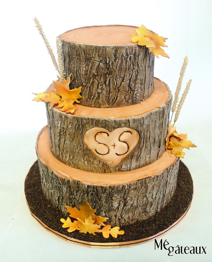 Automnal bark wedding cake