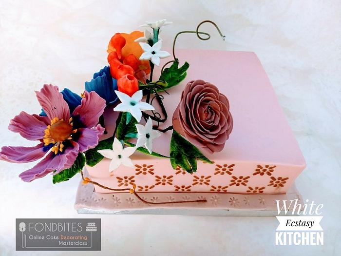 Stenciling on a square cake