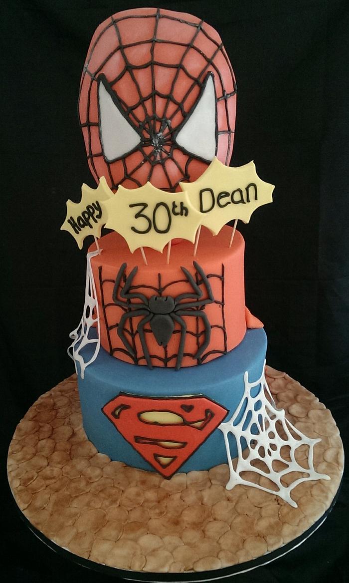 spiderman / superman cake