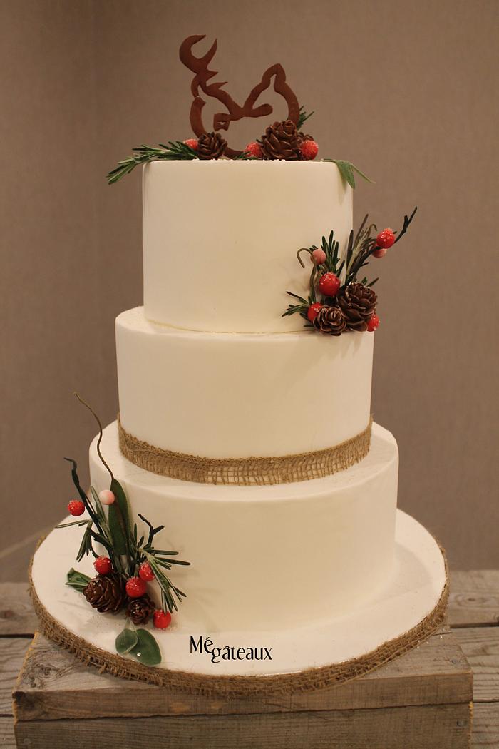 Rustic winter wedding cake