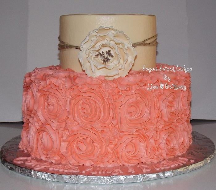 Coral Roses & Ruffle Flower