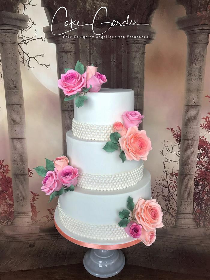 Wedding cake pink&peach