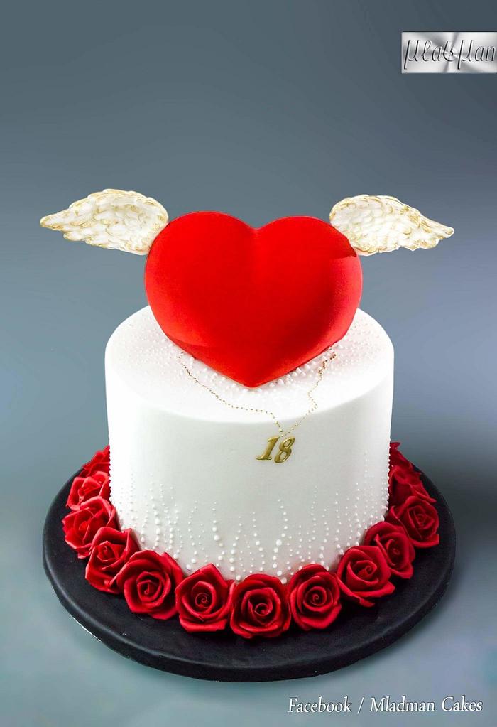 Angel Velvet Heart Cake