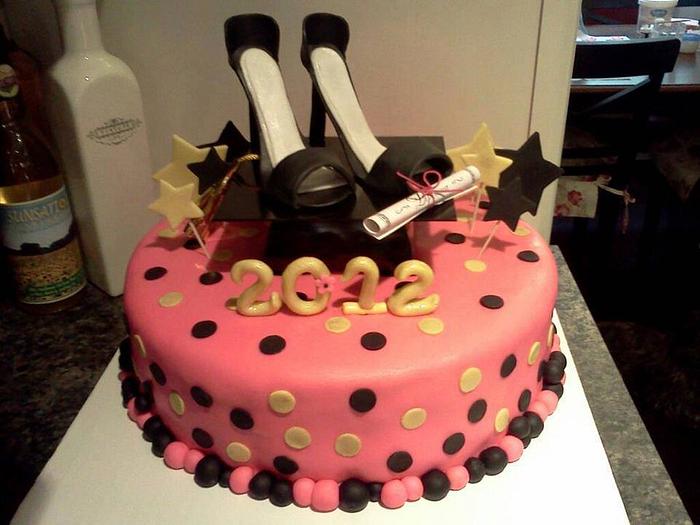 Fondant high heel grad cake