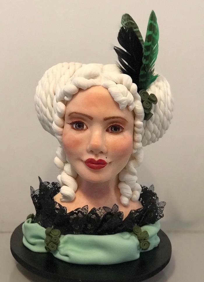Busto mujer barroco chocolate plástico 