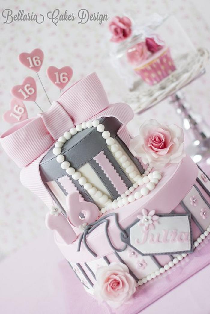 Pink Sweet Sixteen birthday cake