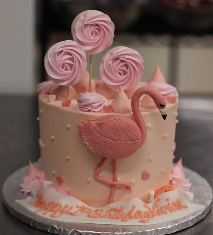 Flamingotheme Birthday Cake
