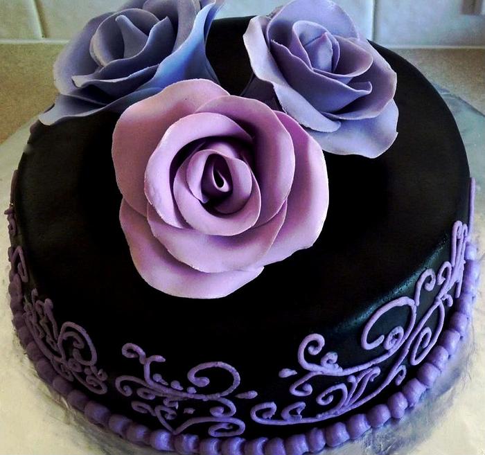 purple rose get well cake