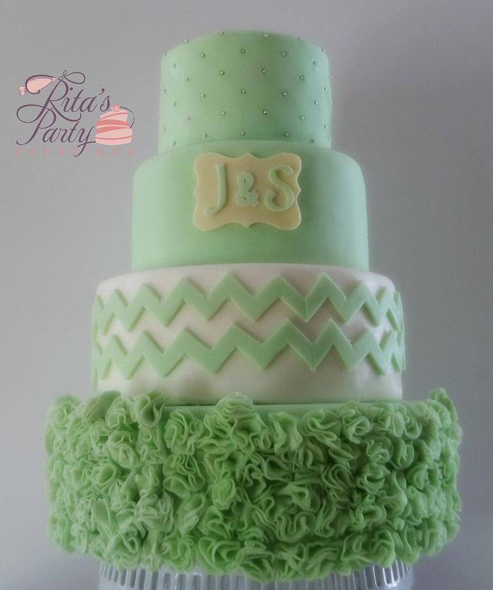 Pastel Green Wedding Cake 