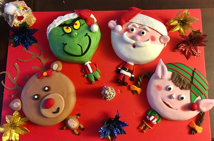 My Christmas Cakes.. Santa, Grinch, Rudolph and Elf