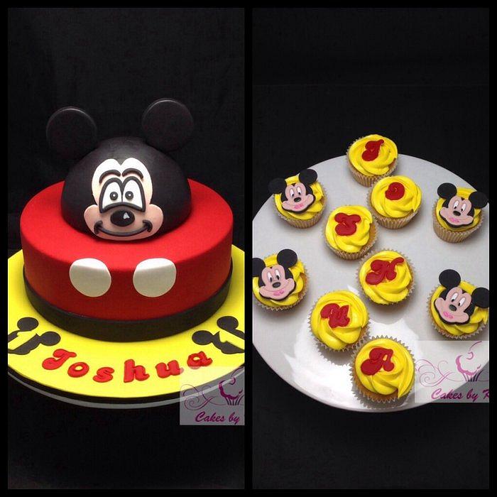 Mickey Mouse cake and cupcakes