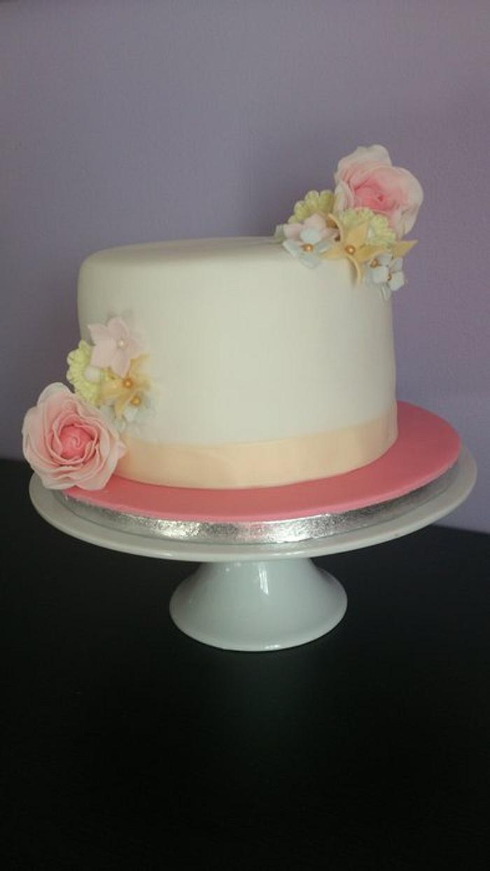 Pastel Flowers Birthday Cake