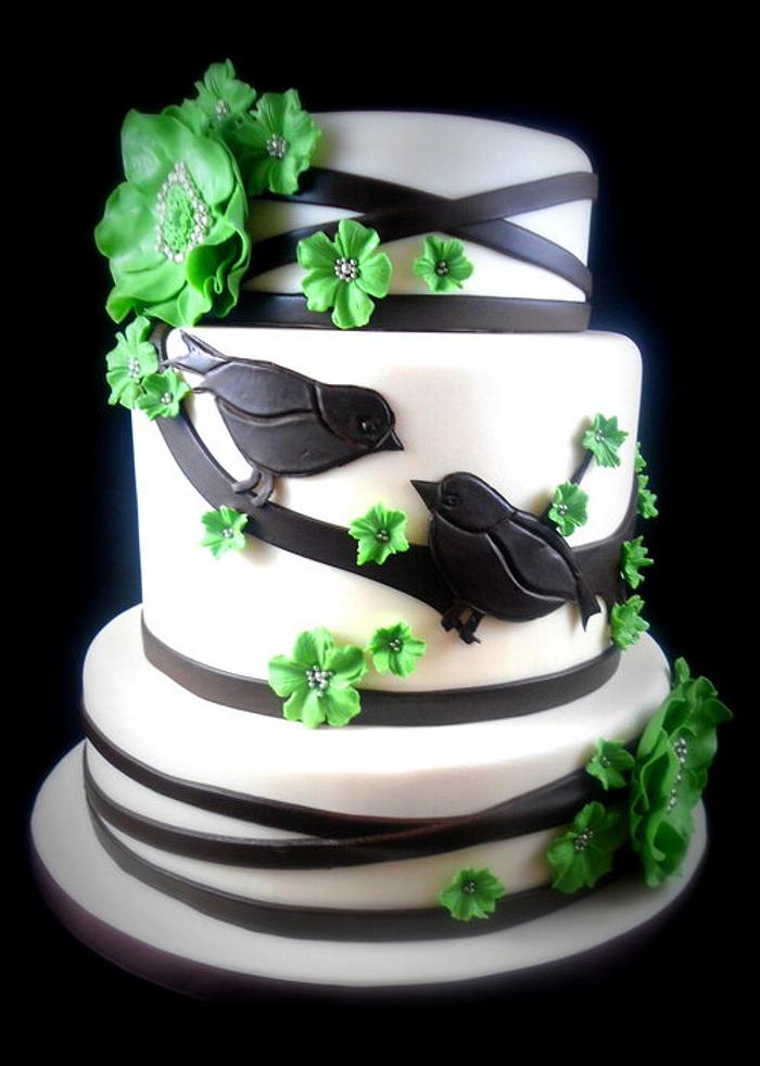 Black Birds Wedding Cake