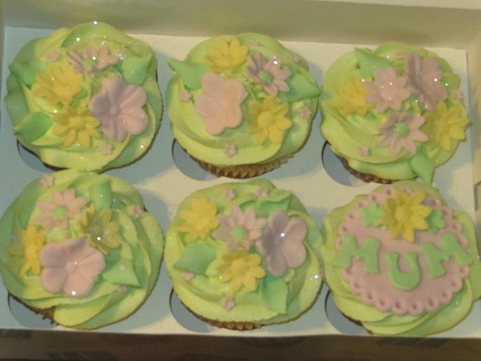 mum cupcakes in spring colours 